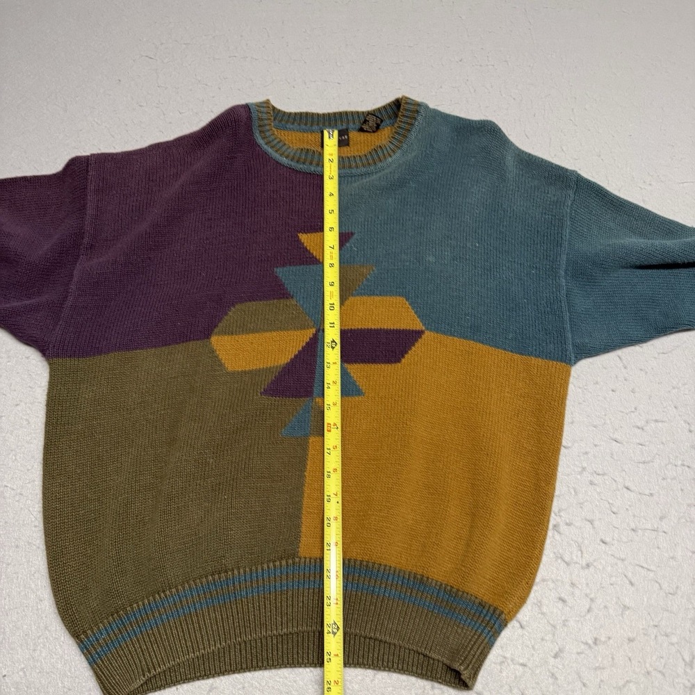 Structure Colorblock Crew Neck Sweater Size Large 90s Y2K - Picture 4 of 5